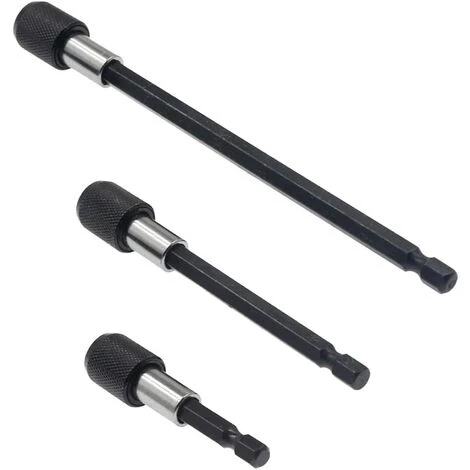 SUN FLOWERDE 6-teiliger Schraubendreher-Bithalter 1/4" Sechskantschaft Bohrer Werkzeug-Set Schnellwechselfutter Bohrer Schraubendreher-Bit Federhalter Verlängerungsset Für Schrauben, Muttern, Bohrer (60mm/100mm/150mm) – Bild 3