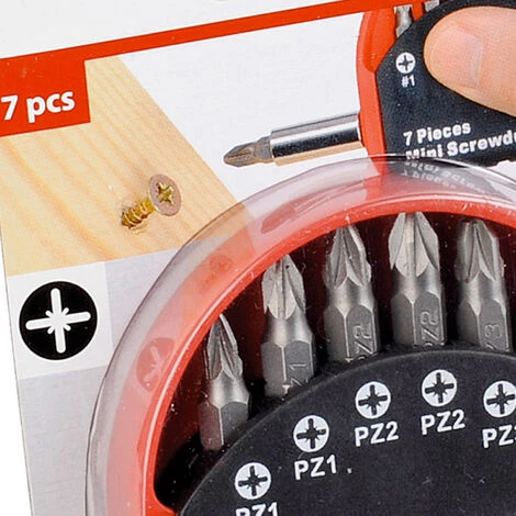 VARO Kreator Bitset 7 Teilig Bits PZ Bit-Box Mini-Schraubendreher-Set Pozidrive Stahl – Bild 3