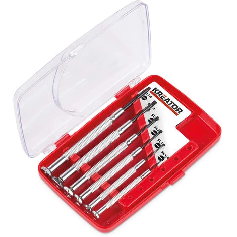 VARO KRT411002 - Kreator Schraubendreher-Set 6 Teilig SL Feinmechanikwerkzeug + Kunstoffbox