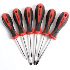 VARO KRT400001 - Magnetisches Schraubendreherset Aus Chrome Vanadium Stahl Bestehend Aus 6 Stück Schlitz Kreuz Pozidrive Schraubendrehern