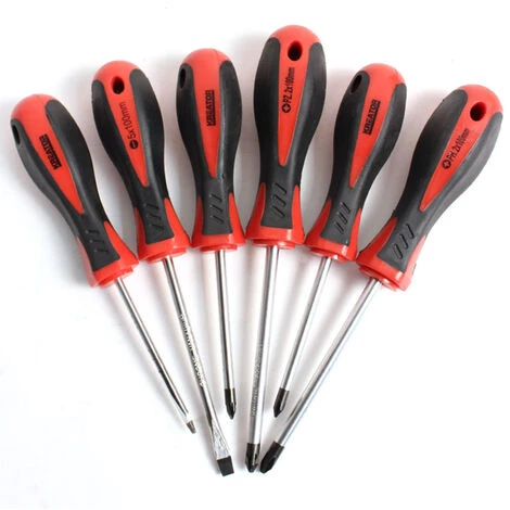 VARO KRT400001 - Magnetisches Schraubendreherset Aus Chrome Vanadium Stahl Bestehend Aus 6 Stück Schlitz Kreuz Pozidrive Schraubendrehern