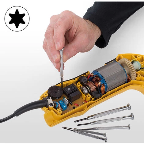 VARO KRT411003 - Kreator Schraubendreher-Set 6 Teilig Torx Feinmechanikwerkzeug + Kunstoffbox – Bild 4