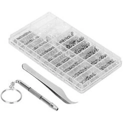 ASUPERMALL Brillen Reparaturset Set Sortierte Aufbewahrungsbox Design 1000PCS Schrauben Und Pads Mit Schraubendreher Micro Pinzette Fur Uhr Uhr Brillen Brillen Reparatur Tragbar - Modell:Typ 2