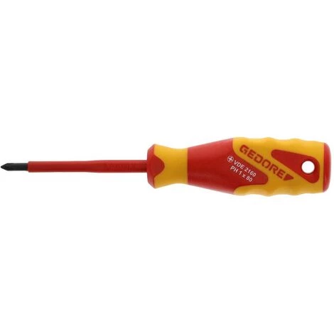 Gedore VDE 2160 PH 1 1612115 Kreuzschlitz-Schraubendreher PH 1 Klingenlänge: 80 Mm DIN ISO 8764 – Bild 5