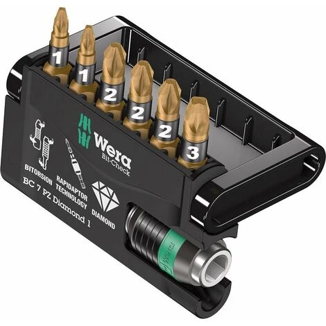 Wera Bit-Check 7 PZ Diamond 1 05057412001 Bit-Set 7teilig Kreuzschlitz Pozidriv BiTorsion