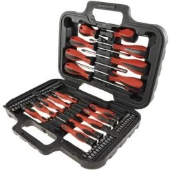 CHILITEC Schraubendreher Set 58 Teile Profi Schraubendrehersatz Bits Magnethalter Im Koffer, Schlitz- Kreuz- Torx- Präzisionsschraubendreher