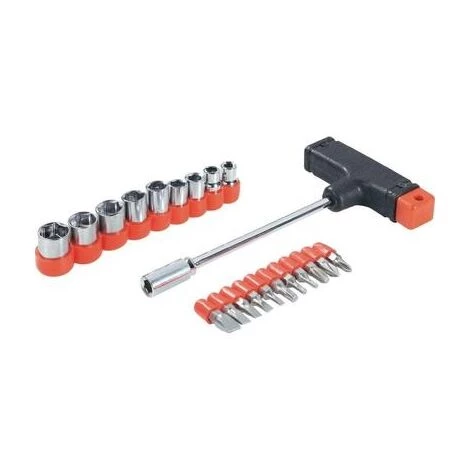 BRÜDER MANNESMANN T-GRIFF MIT BITS UND 1/4 ZOLL, STECKSCHLÜSSEL EINSÄTZEN, 22-TEILIG, 1 STÜCK, M 148-KOMBI