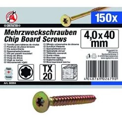 KRAFTMANN BGS DO IT YOURSELF 80994 | MEHRZWECKSCHRAUBEN | T-PROFIL (FÜR TORX) T20 | 4,0 X 40 MM | 150 STÜCK