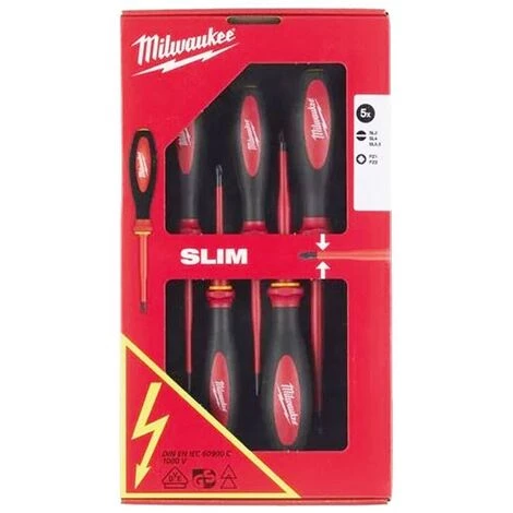 Schlanker 5-teiliger Isolierter Schraubendrehersatz Milwaukee 1000V 4932471452