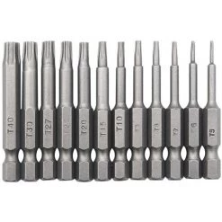 HAPPYSHOPPING 12-teiliges Torx-Kopfbohrer-Bit-Set 1/4 Zoll Sechskantschaft 50 Mm Lange Bohrer T5-T40 Torx Magnetics-Schraubendreher-Bits,12pcs.