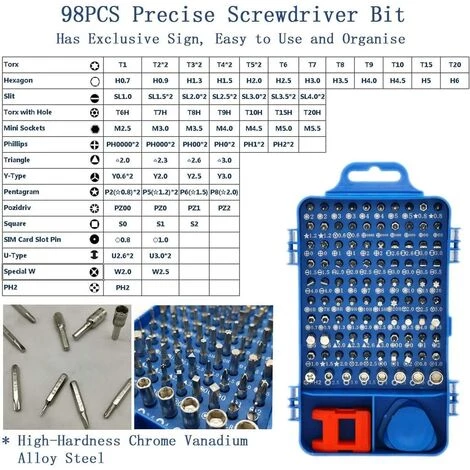 LangRay 110 In 1 Präzisions-Schraubendreher-Set Multifunktions-Magnetschraubendreher-Set Für Laptop Mac Uhr Spielzeug Spielzeug Brille Gerät (blau) – Bild 2