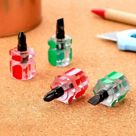 Kurzer Schraubendreher, Triomphe 3 Stück Mini-Flachkopf-Schraubendreher Und 3 Stück Kurzer Kreuzschlitz-Schraubendreher, Nähmaschinen-Schraubendreher Für Enge Stellen (rot Und Grün) – Bild 5