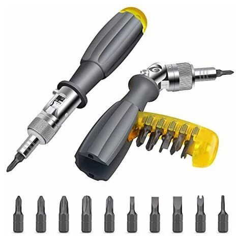 TRIOMPHE Schraubendreher-Set, Triumph Schraubendreher-Set, Magnetknarre, 11 In 1 Ratschenschraubendreher, Magnetischer Schraubendreher-Bit, 180° Drehbar, Reparaturwerkzeuge, Installation, Wartung