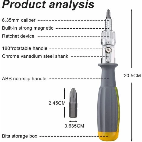 TRIOMPHE Schraubendreher-Set, Triumph Schraubendreher-Set, Magnetknarre, 11 In 1 Ratschenschraubendreher, Magnetischer Schraubendreher-Bit, 180° Drehbar, Reparaturwerkzeuge, Installation, Wartung – Bild 2