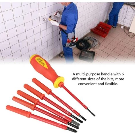 TRIOMPHE Schraubendreher-Set-Triumph 7pcs/Set Elektriker-Schraubendreher-Set Isoliertes Multifunktionales Austauschbares Kreuz-Set – Bild 4