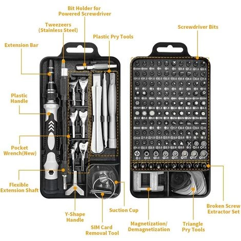 TINOR Feinmechaniker Schraubendreher Set S2 135-teilig, Mini Reparatur Werkzeug Set Für Elektronik, Handy, Laptop, Uhren, Kamera, Handwerker Geschenk Für Mann, Papa, Freund – Bild 3