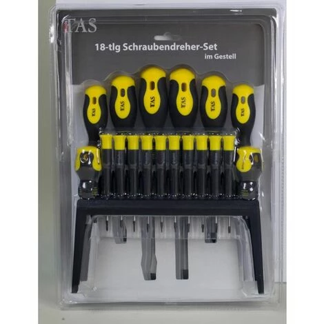 BURI Set Schraubendreher 18 Teilig Schlitz Kreuz Torx Zieher Werkzeuge Heimwerker