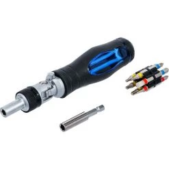 BGS TECHNIC GELENKSCHRAUBER-BIT-SATZ | MIT DREHGRIFF RATSCHE FUNKTION, R VERSIBEL | 14 STÜCK CES Art. 70053