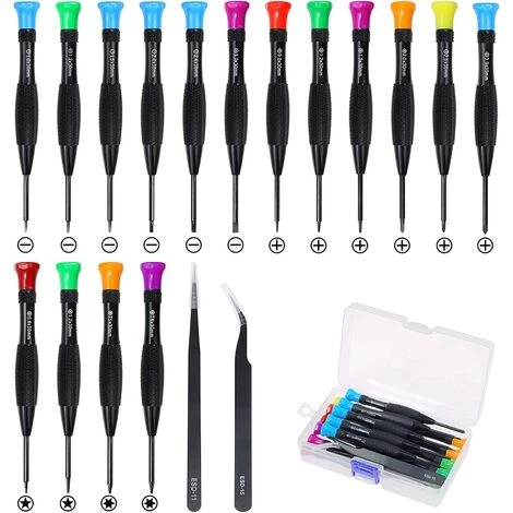 OCXIN Schraubenzieher Set, 18 Teiliger Kleine Magnetische Schraubendreher Set Mit Torx Pentalobe Kreuzschlitz Schlitz-Schraubendreher Pinzetten Schraubendreher Set Für Computers Brillen Uhren