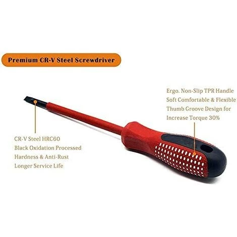 TINOR 7-teiliges 1000-V-isoliertes Schraubendreher-Set Aus Hochwertigem CR-V-Stahl Mit Schwarzen Oxid-Magnetbits Und Rutschfestem TPR-Griff – Bild 2