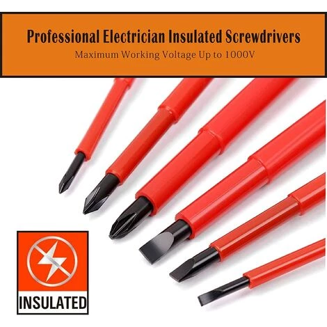 TINOR 7-teiliges 1000-V-isoliertes Schraubendreher-Set Aus Hochwertigem CR-V-Stahl Mit Schwarzen Oxid-Magnetbits Und Rutschfestem TPR-Griff – Bild 4