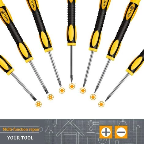 QERSTA Professionelle Präzisions-Magnet-Torx/Stern/Tx-Schraubendreher, Set/Kit Mit 6 Stück, T3 T4 T5 T6 T8 T10 – Bild 3