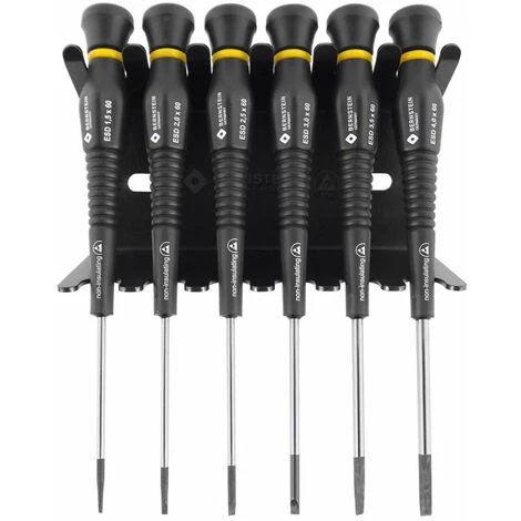 BERNSTEIN 6-teiliger Satz Schlitz-Schraubendreher Im Ständer, Ableitfähig