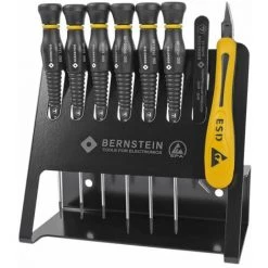 BERNSTEIN 6-teiliger Satz Kreuz- Und Schlitz-Schraubendreher Im Ständer, Ableitfähig