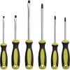 Relaxdays Schraubendreher Set, 6-tlg., Kreuz & Schlitz, Magnetisch, 3 Größen, Schraubenzieher Satz, Stahl, Schwarz/gelb