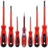 TINOR 7-teiliges 1000-V-isoliertes Schraubendreher-Set Aus Hochwertigem CR-V-Stahl Mit Schwarzen Oxid-Magnetbits Und Rutschfestem TPR-Griff