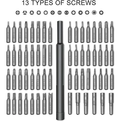 TINOR 63 In 1 Mini-Präzisions-Schraubendreher-Kit Elektromagnetisches Reparatur-Tool-Kit Für Computer, Brille, IPhone, PS4, Xbox, Macbook, Kamera, Schmuck, Drohne – Bild 2