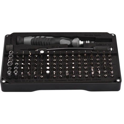 JAKEMY 106-teiliges Multifunktionales Hochpräzisions-Schraubendreher-Bits Und Steckschlüssel-Set Antriebs-Steckschlüssel-Set Premium 4 * 28 Mm CR-V-Legierungsstahl-Schlitz-Torx-Stern-Sechskant-Bits Mit Verlängerung, Weicher Stabpinzette Für Die Wartung Der Heimelektronik,Mehrfarbig – Bild 2