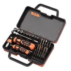 JAKEMY 31-teiliges Multifunktionales, Hochpräzises, Flexibles Ratschen-Schraubendreher-Bits Und Steckschlüssel-Set Antriebs-Steckschlüssel-Set Premium H4 * 45 Mm Und H6,3 * 60 CR-V-legierter Stahl, Geschlitzte Torx-Stern-Sechskant-Bits Mit Verlängerung, W