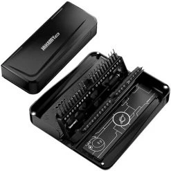 JAKEMY 47-teiliges Multifunktionales Hochpräzisions-Schraubendreher-Bits Und Steckschlüssel-Set Antriebs-Steckschlüssel-Set Premium H4 * 28 Mm CR-V-legierter Stahl Geschlitzte Torx-Stern-Sechskant-Bits Mit Magnetischem Weichem Pad Für Die Wartung Der Heimelektronik,Schwarz