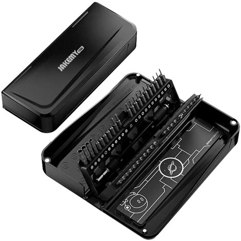 JAKEMY 47-teiliges Multifunktionales Hochpräzisions-Schraubendreher-Bits Und Steckschlüssel-Set Antriebs-Steckschlüssel-Set Premium H4 * 28 Mm CR-V-legierter Stahl Geschlitzte Torx-Stern-Sechskant-Bits Mit Magnetischem Weichem Pad Für Die Wartung Der Heimelektronik,Schwarz