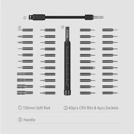 JAKEMY 47-teiliges Multifunktionales Hochpräzisions-Schraubendreher-Bits Und Steckschlüssel-Set Antriebs-Steckschlüssel-Set Premium H4 * 28 Mm CR-V-legierter Stahl Geschlitzte Torx-Stern-Sechskant-Bits Mit Magnetischem Weichem Pad Für Die Wartung Der Heimelektronik,Schwarz – Bild 5