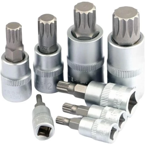 TINOR 8-teiliges Ratschen-Schraubendreher-Bit-Set Aus Stahl, 45#, M4 ~ M16, 1/4 Zoll 3/8 Zoll 1/2 Zoll Antriebsadapter Universalkopf Für