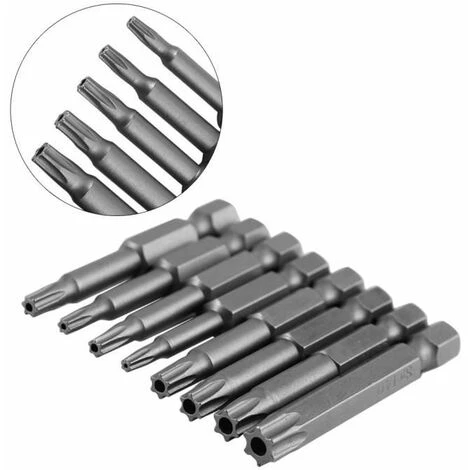 FUIENKO Schraubendreher-Bit 8 Stück Sechskantschaft T8-T40 50 Mm Lang, Magnetischer Stahl, Sicherheits-Stern-Schraubendreher-Bit-Set – Bild 2