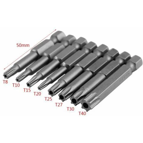 FUIENKO Schraubendreher-Bit 8 Stück Sechskantschaft T8-T40 50 Mm Lang, Magnetischer Stahl, Sicherheits-Stern-Schraubendreher-Bit-Set – Bild 4
