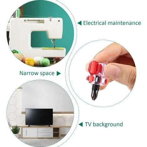 WERKZEUGE 2 Kurzer Mini-Schraubendreher-Werkzeugsatz Für Nähmaschinen Enthält Einen Flach-/Schlitzschraubendreher Und Einen Kreuzschlitzschraubendreher Für Heimwerkerreparaturen – Bild 5