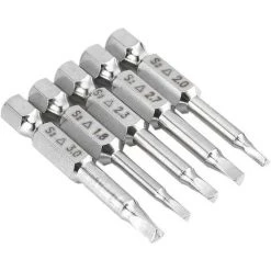 TINOR 5 STÜCKE Dreikantkopf Magnetische Schraubendreher-Bits Set S2 Stahl 1,8 Mm, 2 Mm, 2,3 Mm, 2,7 Mm, 3 Mm, 6,35 Mm Sechskantschaft, 50 Mm Länge