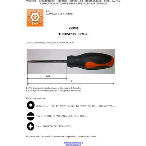 VIS EXPRESS TOURNEVIS TORX T30 LONGUEUR TOTAL 220 LONGUEUR TIGE METALLIQUE 115 | Einheitlich – Bild 3