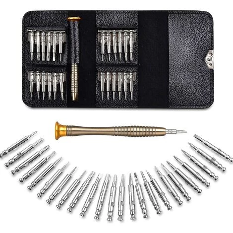 Kueatily Präzisionsbrillen-Reparaturschrauben 25 In 1 Mini-Schraubendreher-Werkzeugset Mit Leder