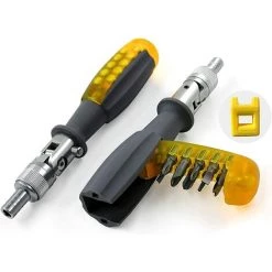 HIASDFLS 11-in-1-Magnetratschen-Schraubendreher, Schraubendreher-Bits Mit Bithalter, 180°-Drehung, Multifunktionales Reparaturwerkzeug Für Geräte, 8 Zoll, Stahl, PH TORX (1/4 Zoll)