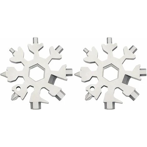 THSINDE 18-in-1-Schneeflocke-Multifunktionswerkzeug Für Männer Und Frauen, Geschenkidee, Edelstahl, 2 Stück