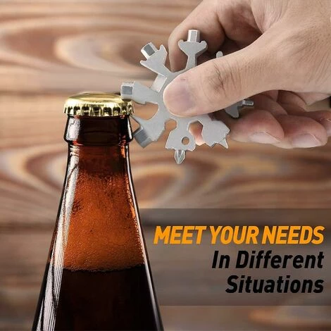 THSINDE 18-in-1-Schneeflocke-Multifunktionswerkzeug Für Männer Und Frauen, Geschenkidee, Edelstahl, 2 Stück – Bild 4