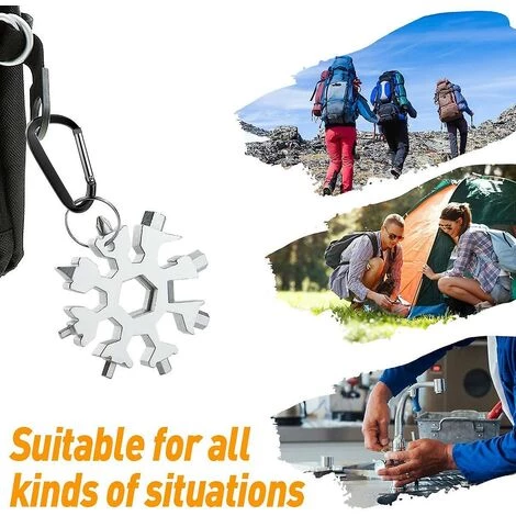 THSINDE 18-in-1-Schneeflocke-Multifunktionswerkzeug Für Männer Und Frauen, Geschenkidee, Edelstahl, 2 Stück – Bild 5