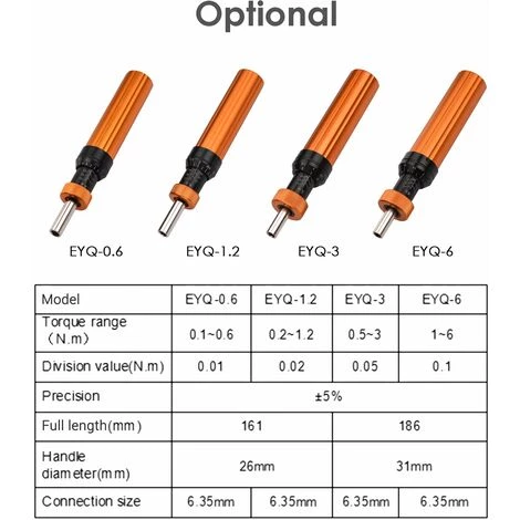 LIFCAUSAL Voreingestellter Drehmoment-Schraubendreher Mit Schlitz-/Kreuzschraubendreher-Bit 1/4-Zoll-Sechskantantrieb Mikro-Einstelldrehmoment Begrenzter Schraubendreher Für Die Mechanische Montage Von Autoreparaturen,EYQ-1.2 – Bild 2