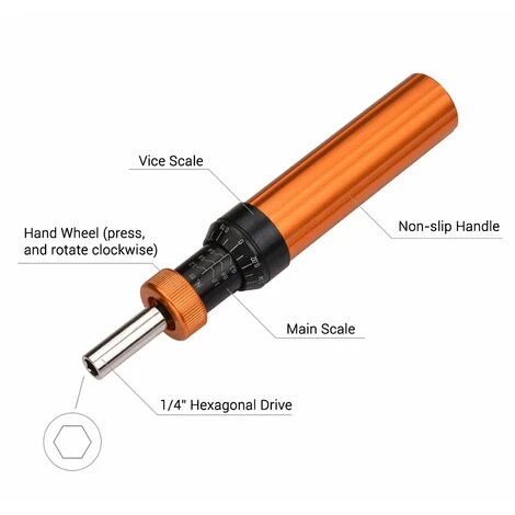 LIFCAUSAL Voreingestellter Drehmoment-Schraubendreher Mit Schlitz-/Kreuzschraubendreher-Bit 1/4-Zoll-Sechskantantrieb Mikro-Einstelldrehmoment Begrenzter Schraubendreher Für Die Mechanische Montage Von Autoreparaturen,EYQ-1.2 – Bild 5