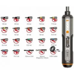 LIFCAUSAL Worx WX240 4 V USB Mini-Schraubendreher, Kabellos, Elektroschrauber, Schlauchhalter, DIY-Schraubendreher, Werkzeuggriff Mit 26-teiligem Bit, Manuelle Und Automatische Integration, 3-Gang-Drehmoment, Einhandbedienung, Lange Batterie